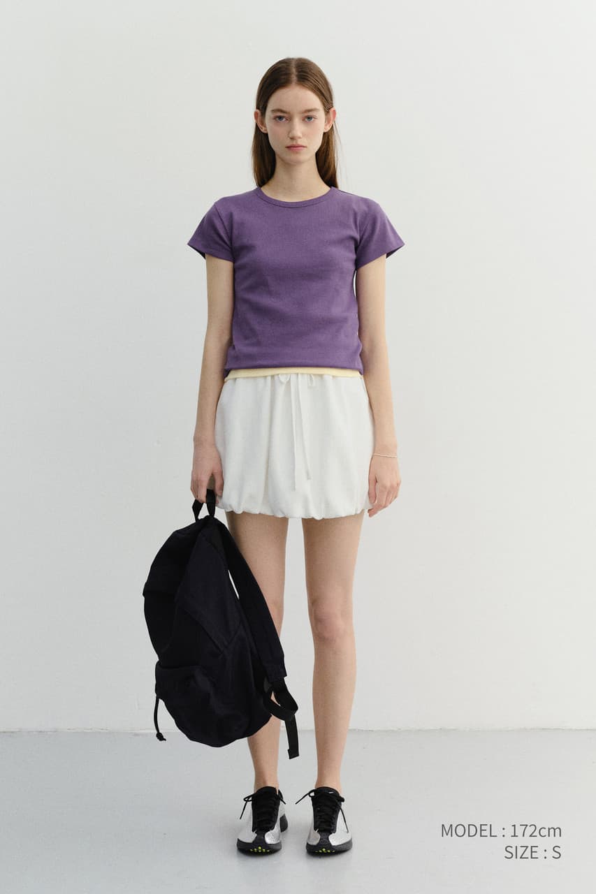 MINI VOLUMED SKIRT WHITE_UDSK6B228WT