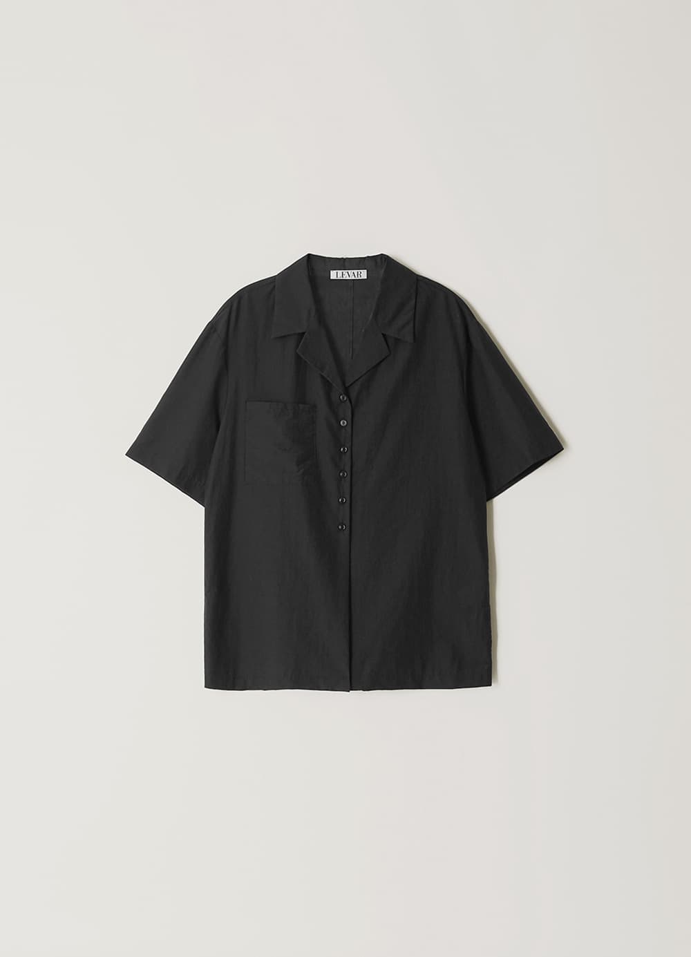 Open-Collar Silket Shirt - Black
