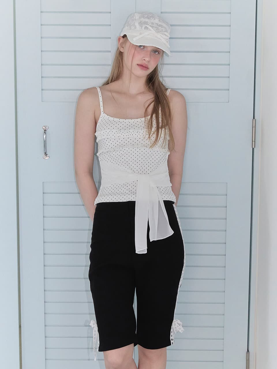 FRILL RIBBON TANK TOP (IVORY)