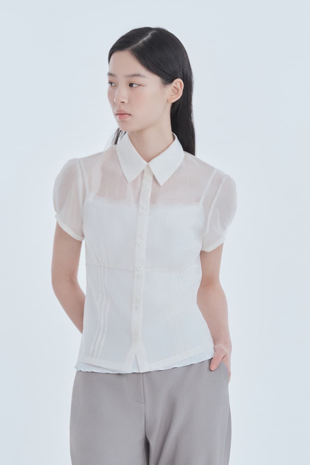 Sheer Classic Blouse - Ivory