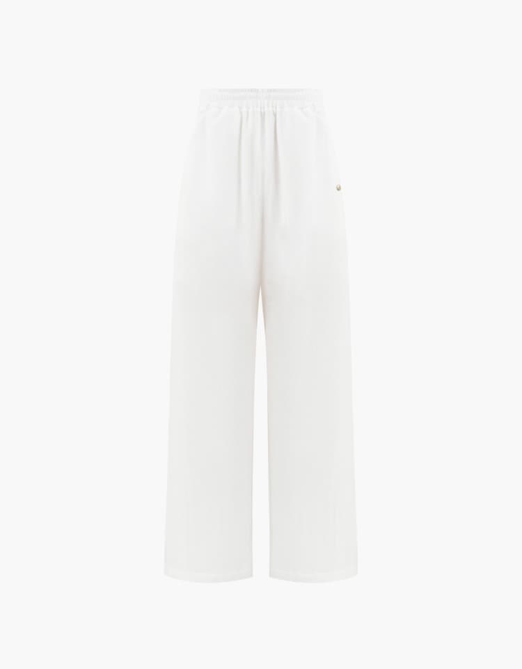 wide banding pants - white