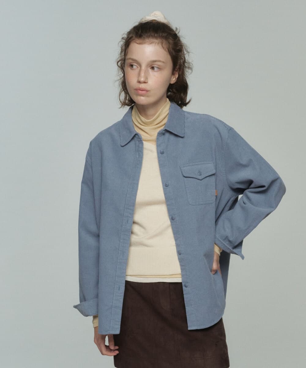 우먼 코듀로이 셔츠 Dusty Blue