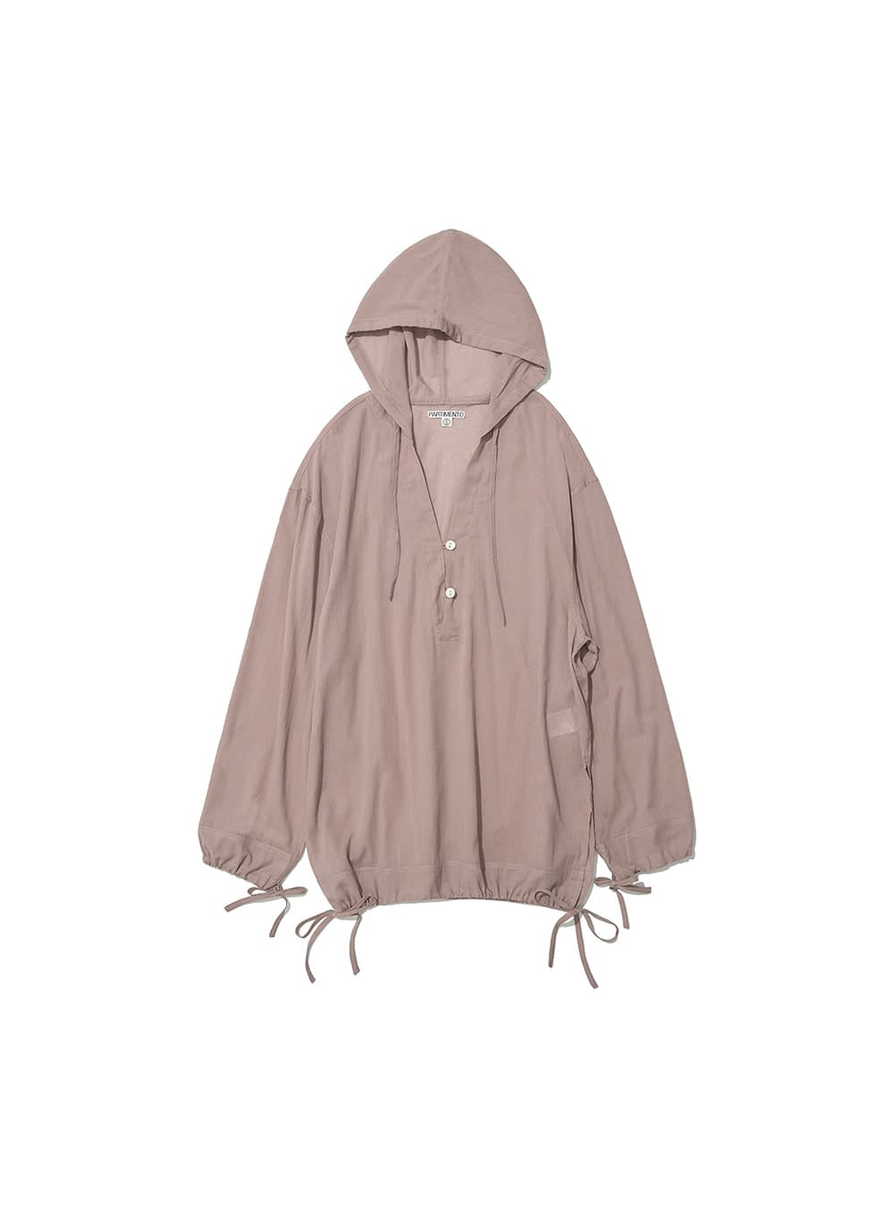 SHEER HOODED TUNIC TOP_PURPLE BEIGE