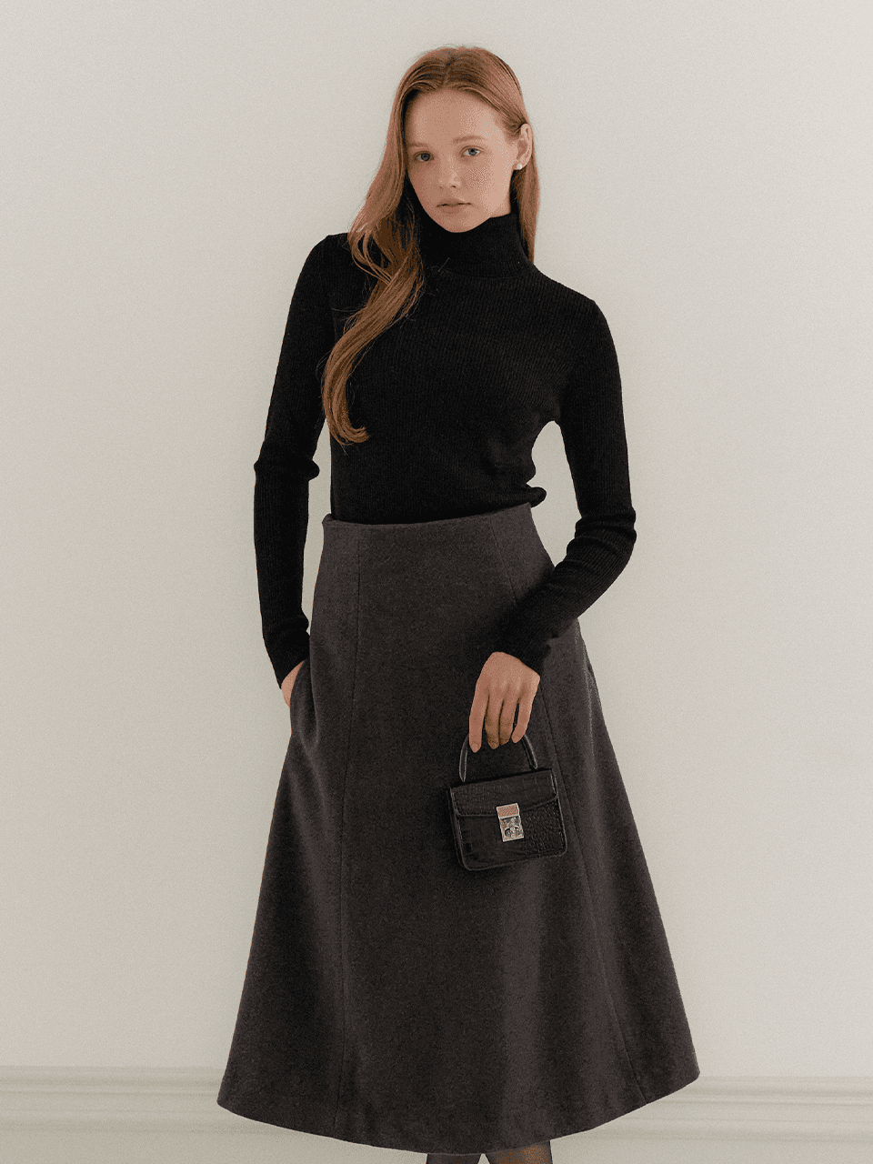 Wool Signature Flare Skirt / Charcoal(2color)