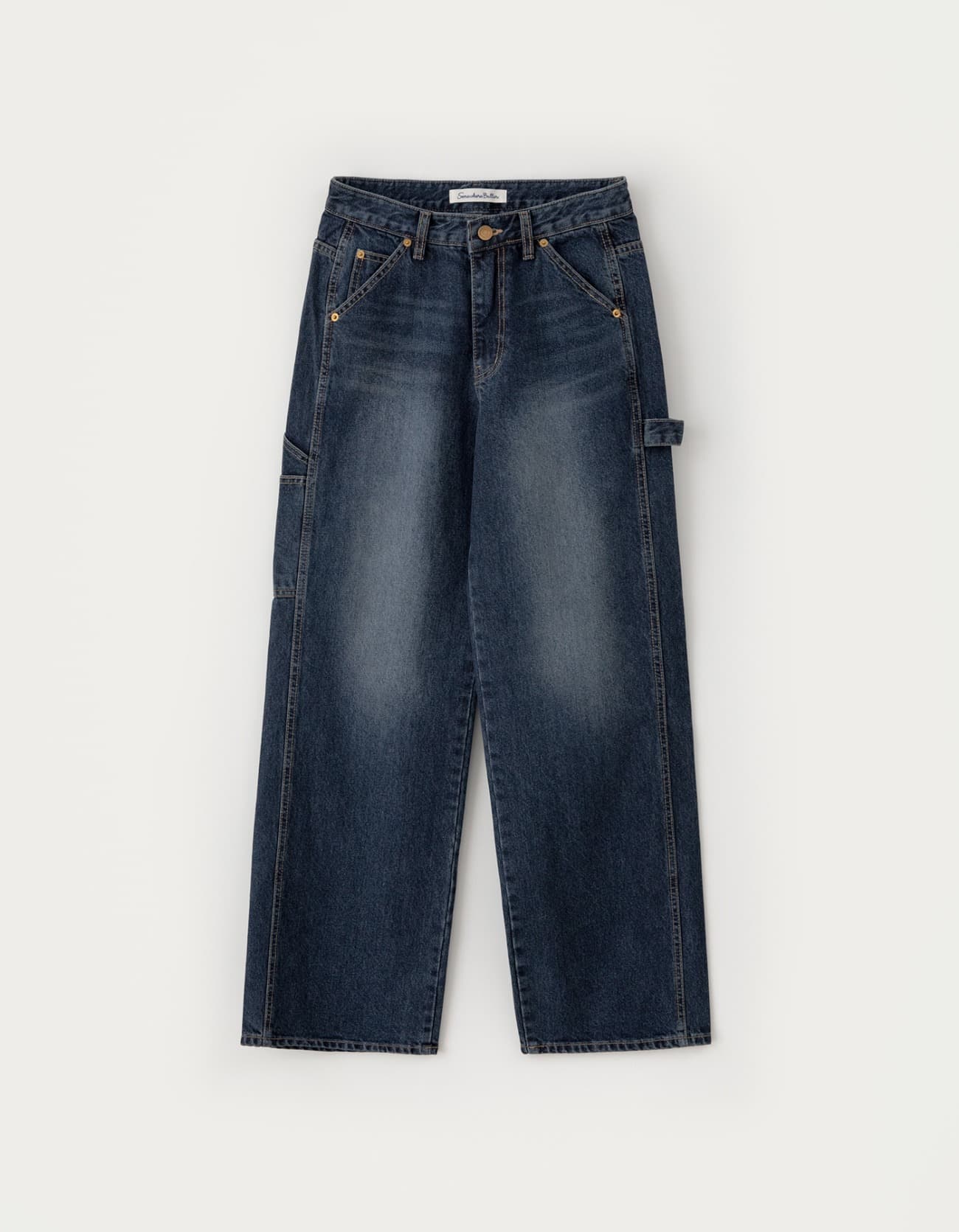 Loop Wide Denim Pants - Deep Blue