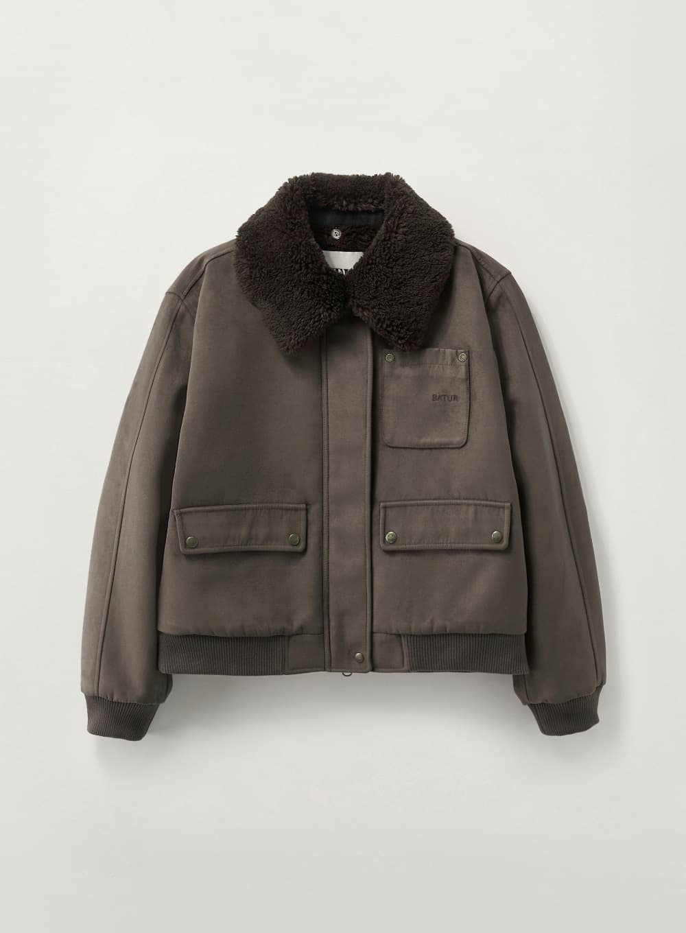 (W) Synthetic Suede Blouson Jumper - Dark Brown
