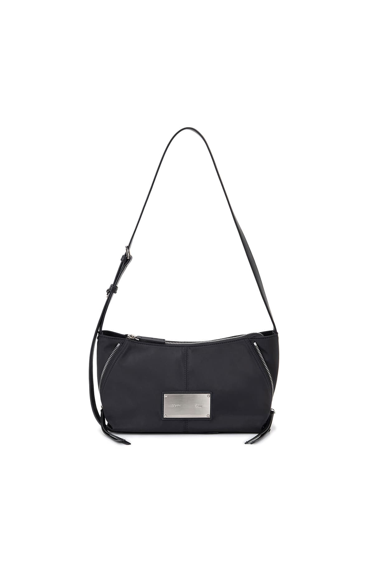 SIDE ZIPPER FABRIC TWO WAY BAG IN BLACK