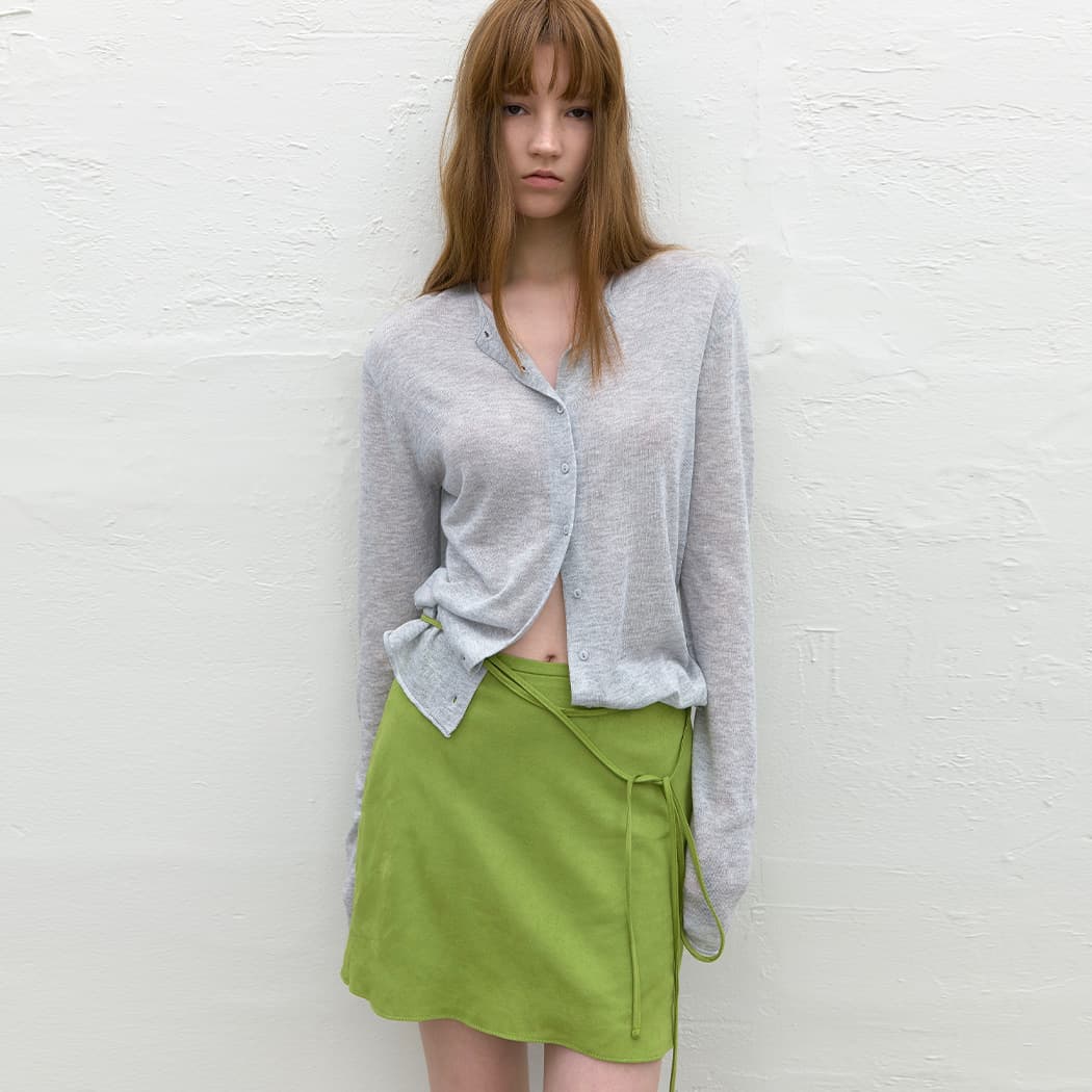 (SK-5111)SUEDE RIBBON A-LINE SKIRT S
