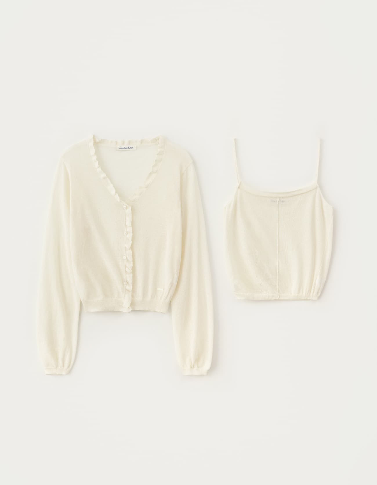 Mew Frill Cardigan Set - Ivory