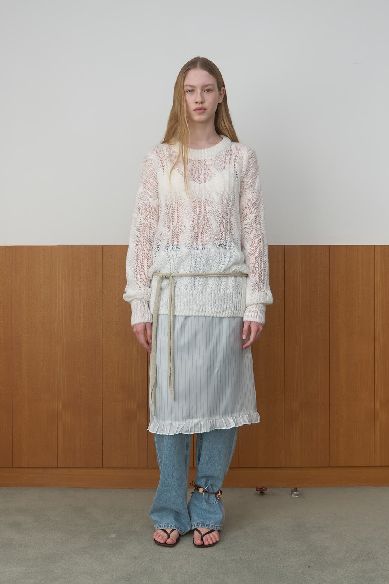 SHEER ROUND OVER KNIT_WHITE