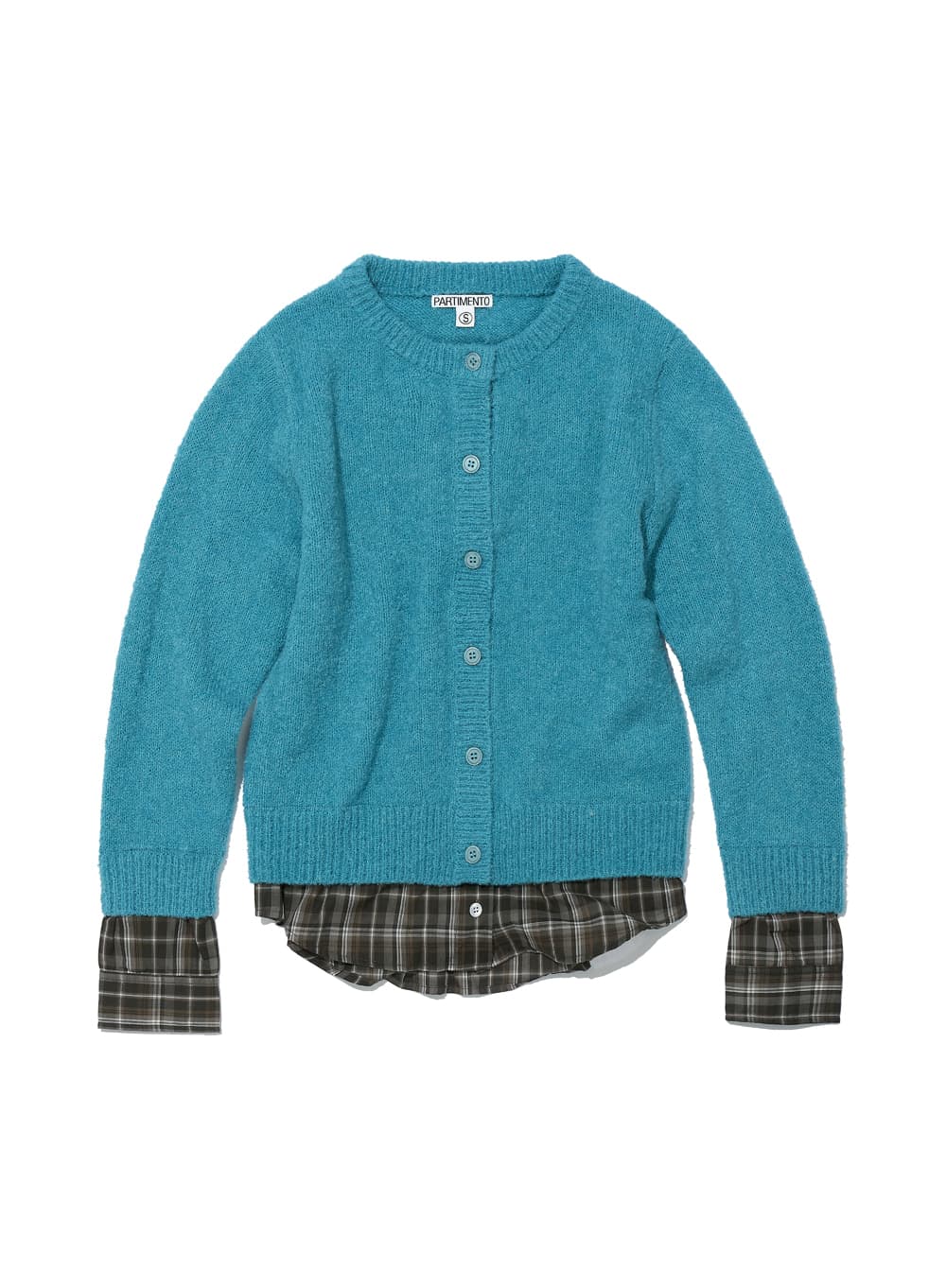 BOUCLE SHIRT-HEM LAYERED CARDIGAN_EMERALD