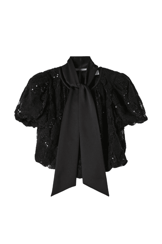 Lace Tie Blouse (Black)