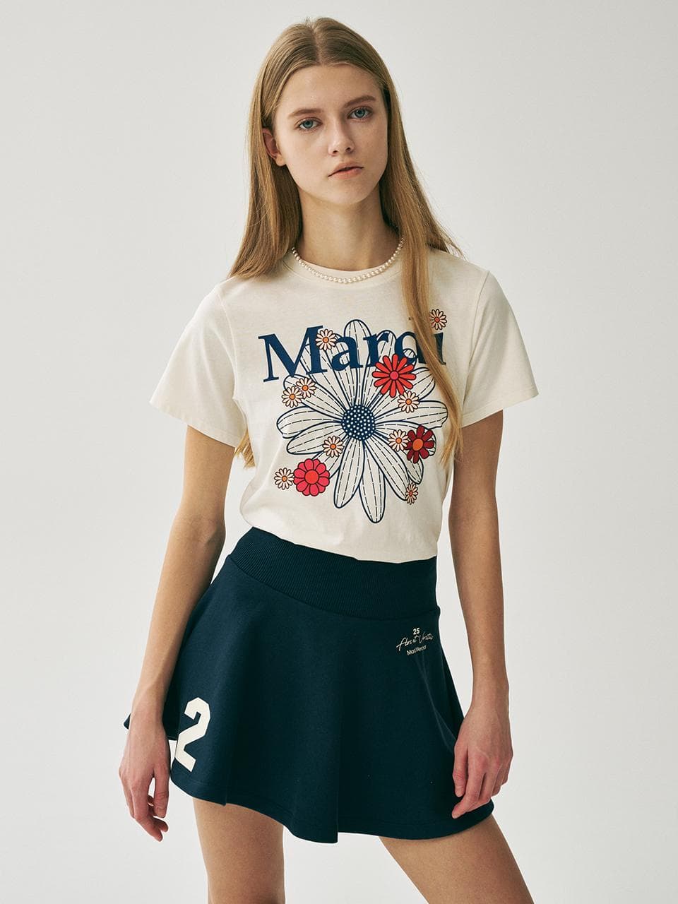 SLIM TSHIRT FLOWERMARDI BLOSSOM_CREAM VINTAGEBLUE