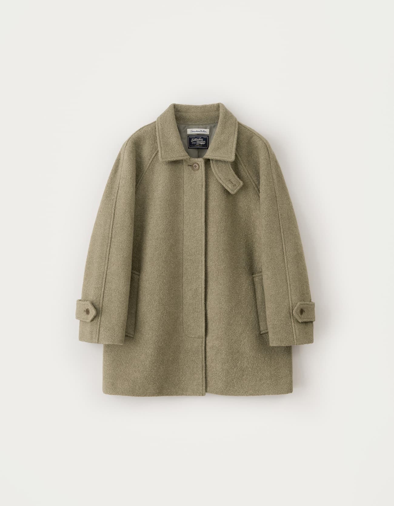 Boucle Wool Half Coat - Vintage Khaki