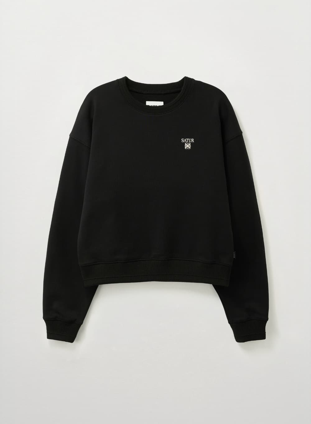 (W) Loren Small Logo Basic Crop Sweatshirt - Black