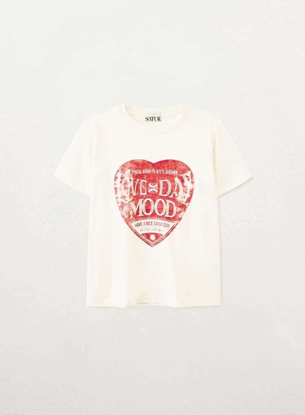 (W) Saturday Retro Mood Graphic T-Shirt - Vintage Red