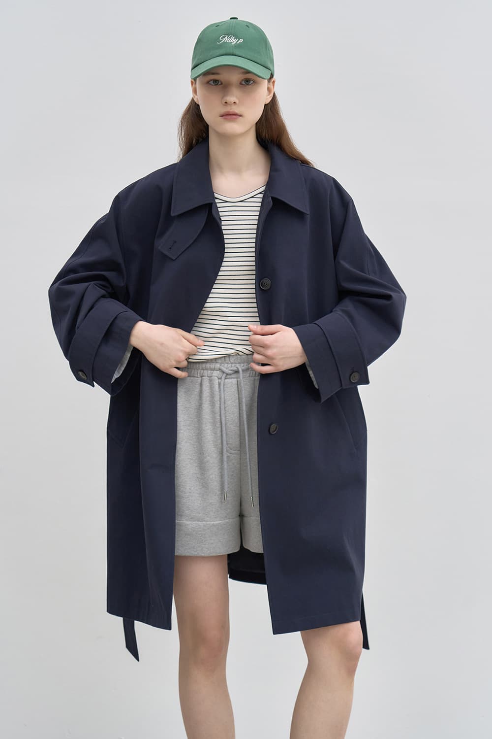 Half trench coat Navy [N6SCT02]