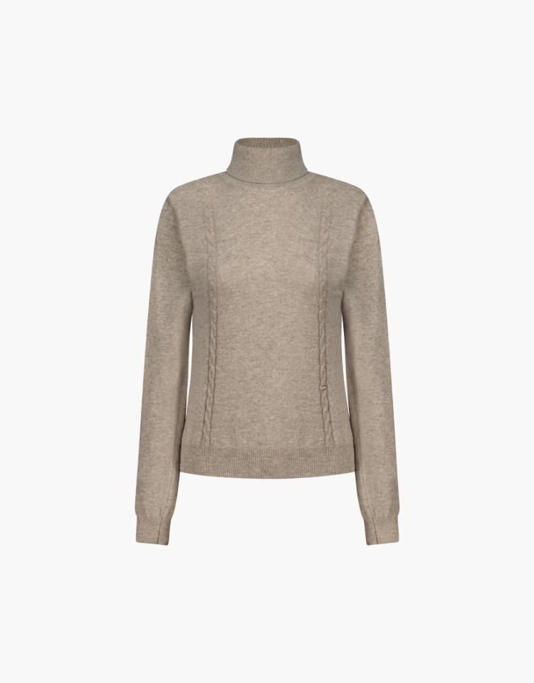 cable turtleneck knit - oatmeal