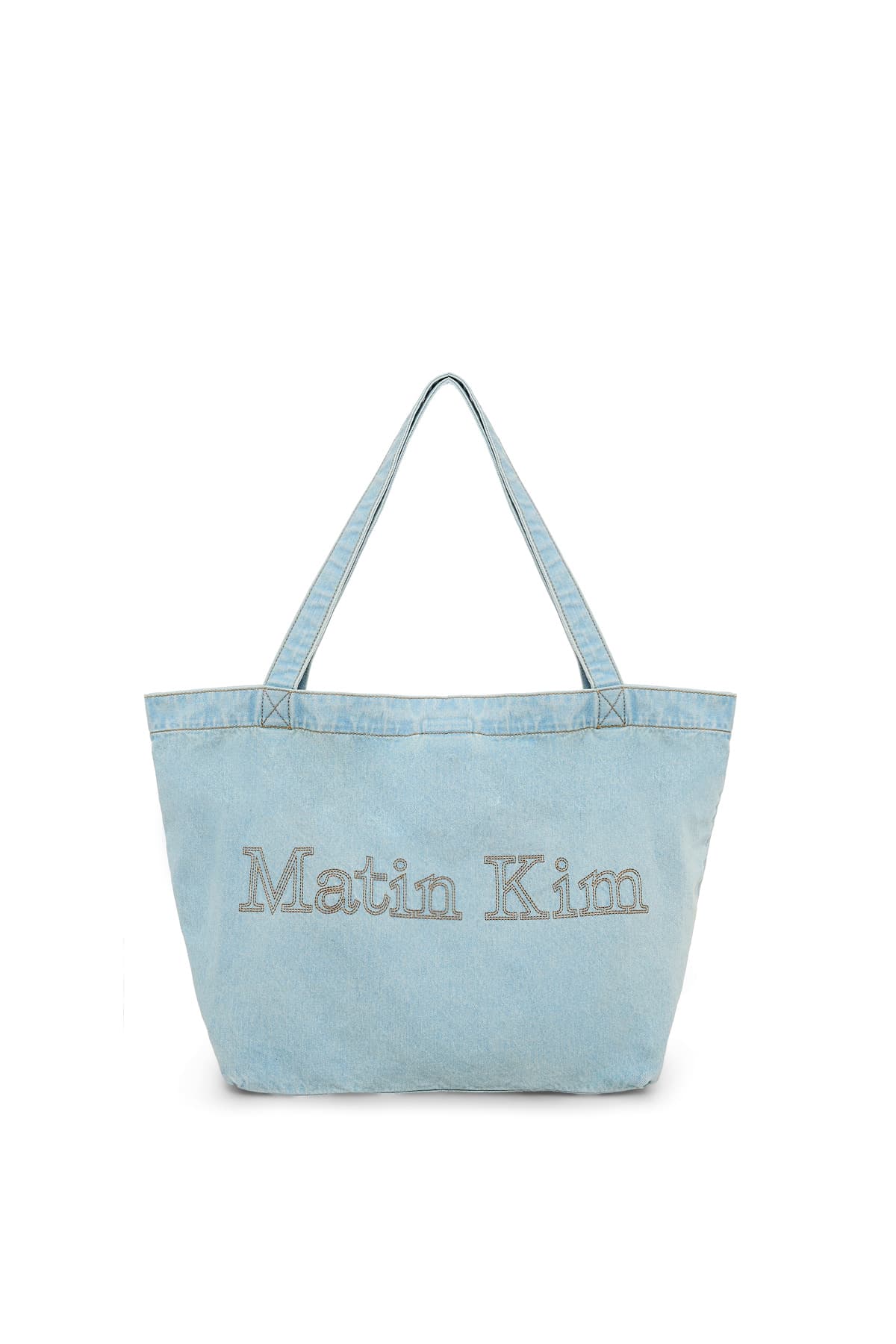 MATIN STITCH DENIM SHOULDER BAG IN SKY