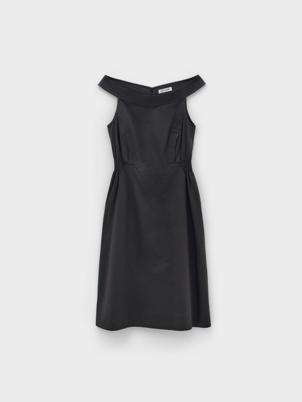 Off Shoulder Cotton Dress_Charcoal