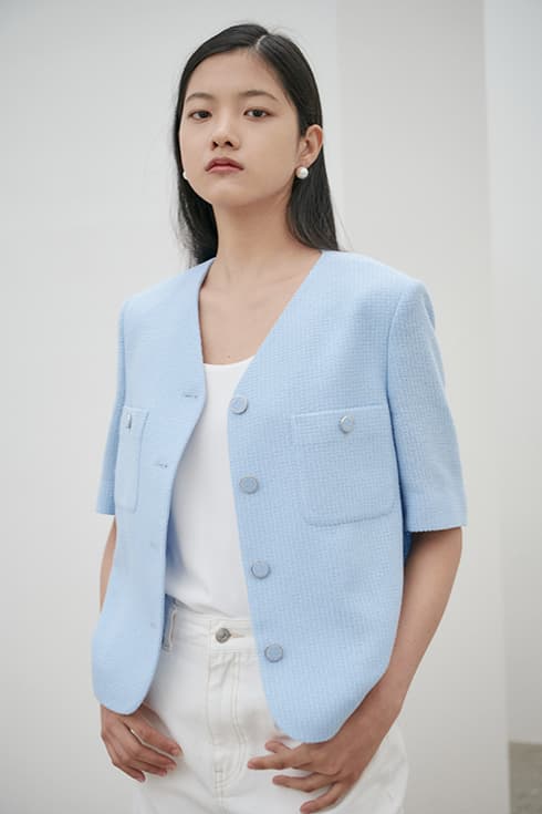 23N summer tweed crop jacket [BL]