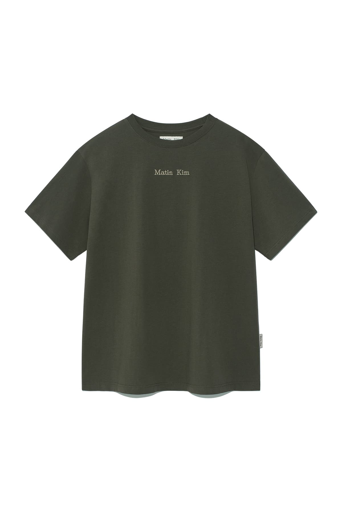 EMBROIDERY SMALL LOGO OVERSIZE TOP IN KHAKI