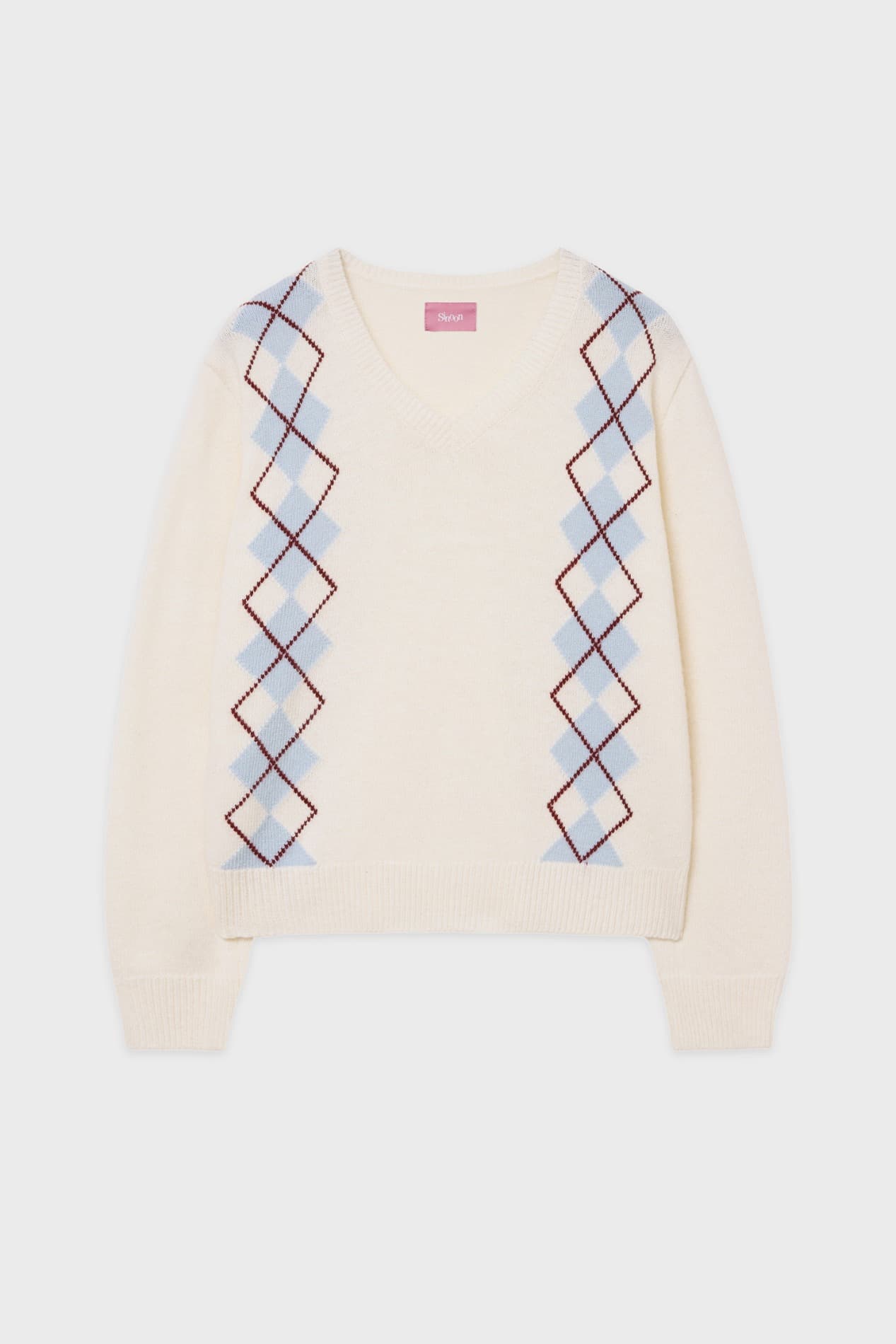 SN Twin Argyle V-neck Knit (Ivory)