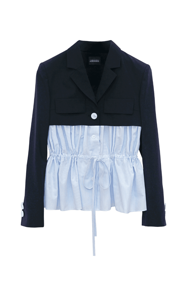 Layered Drawstring Tailored Jacket (Navy)