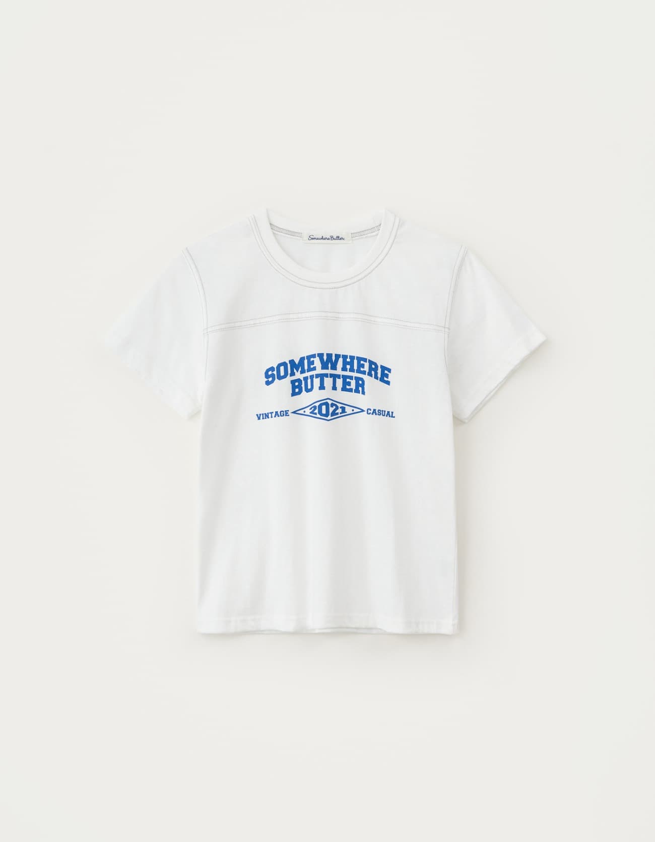 7.3 출고 Stitch Square Logo Top - Ivory