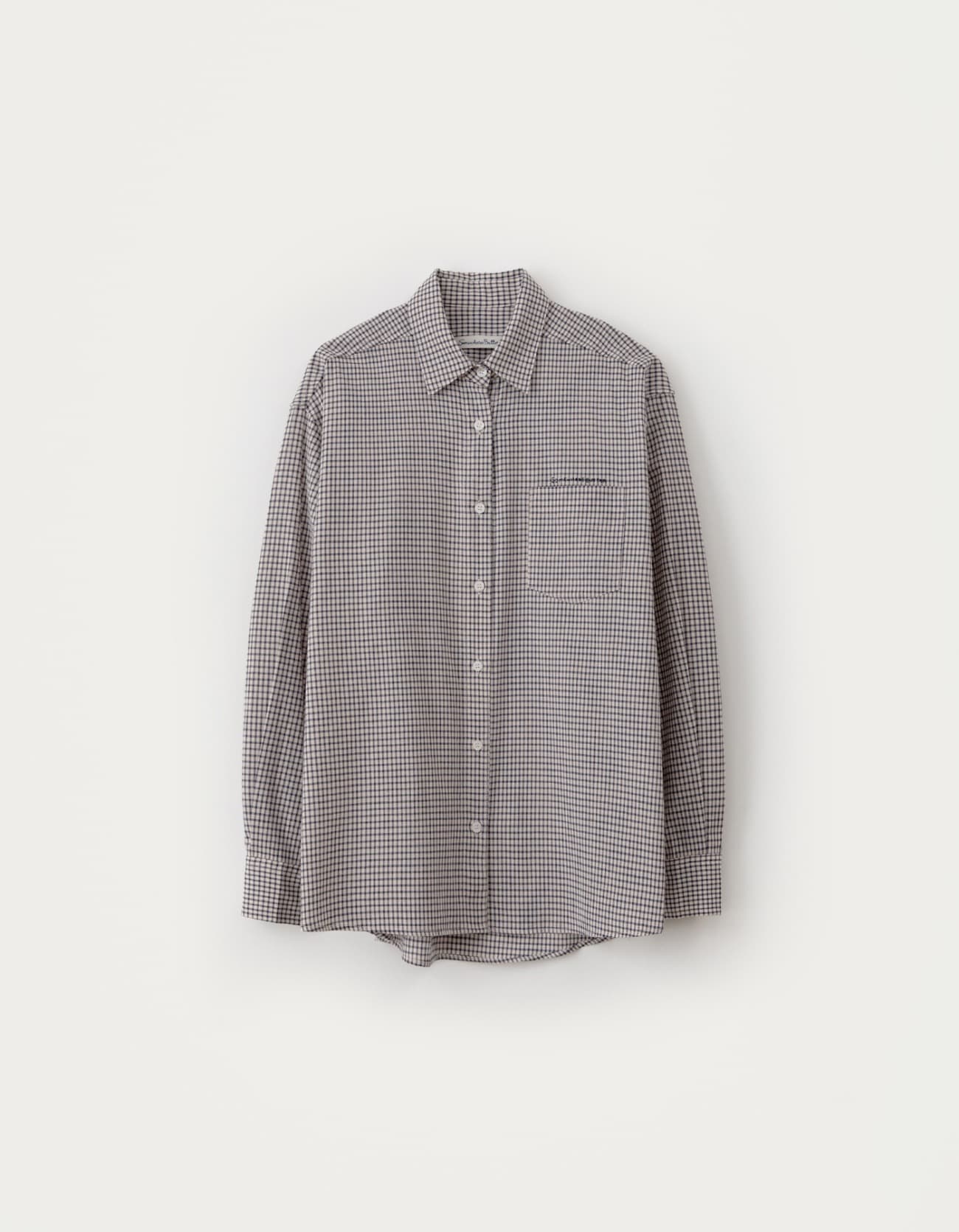 Check Heart Point Over-Fit Shirt - Navy