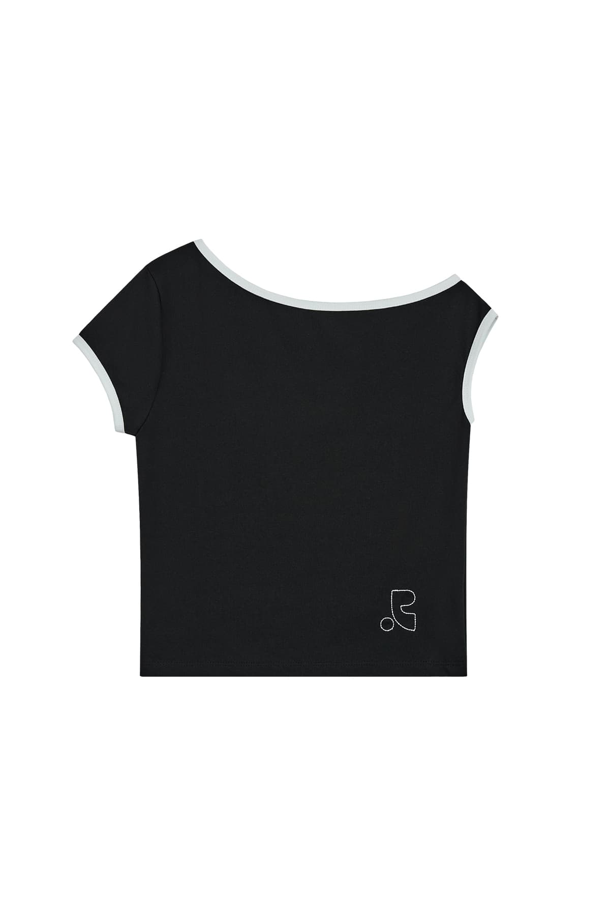 ONE SHOULDER T-SHIRT - BLACK