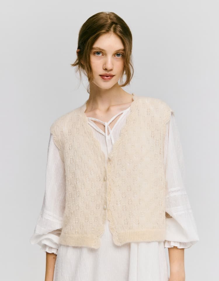leaf skashi vest - ivory