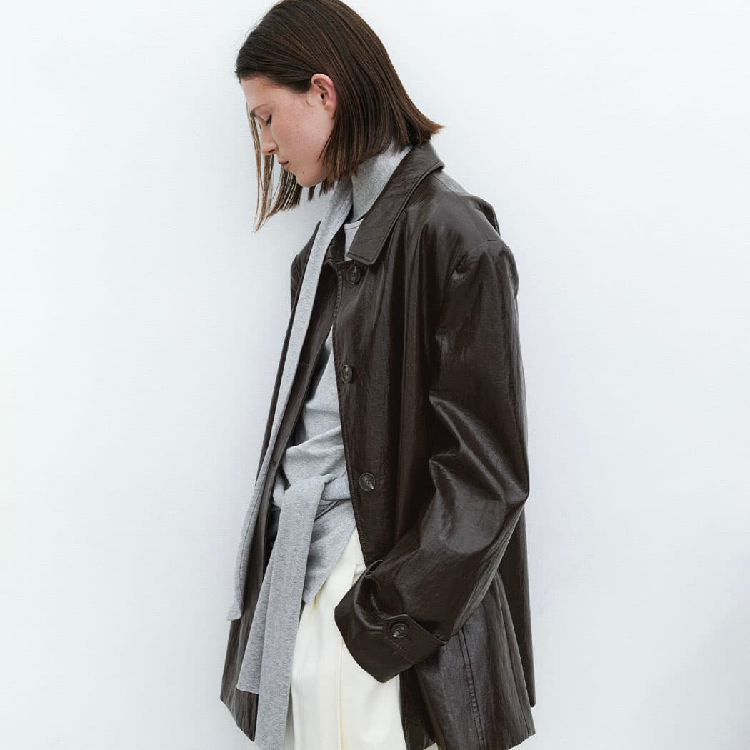 (JK-3047)LEATHER SINGLE HALF JACKET