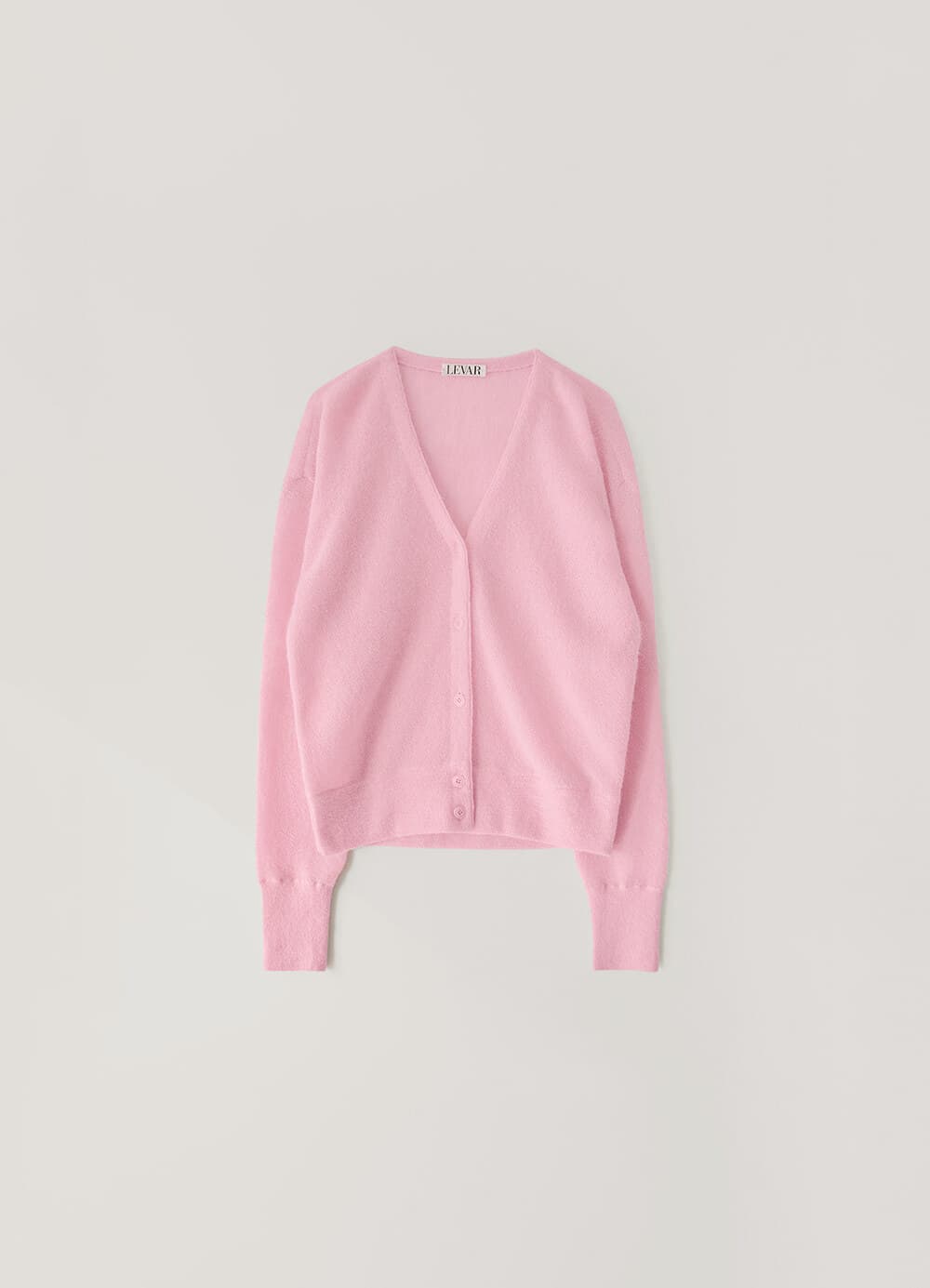 Plain Mohair V-Neck Cardigan - Bubble Pink