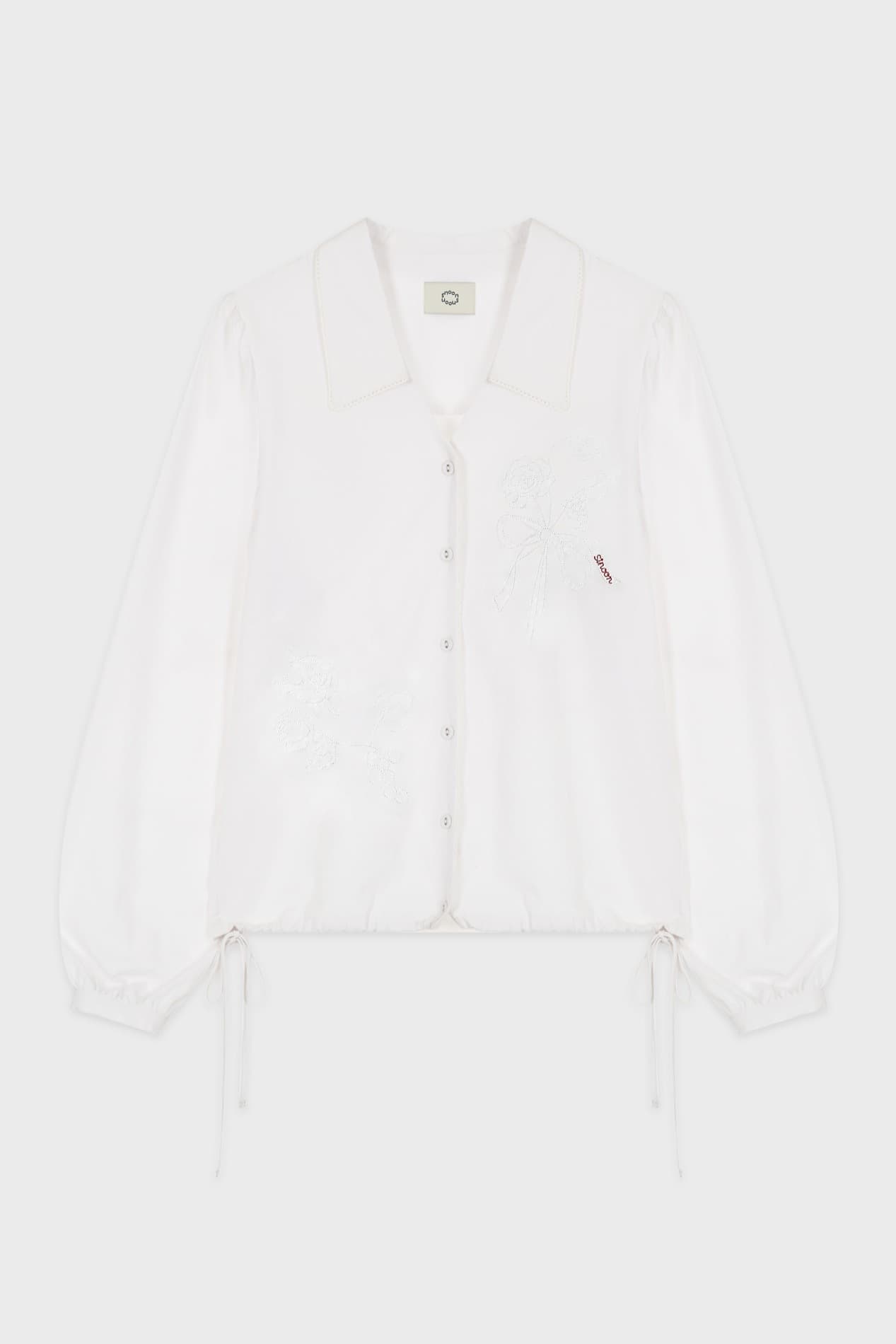 V-Neck Lace Collar Lace Blouse (White)