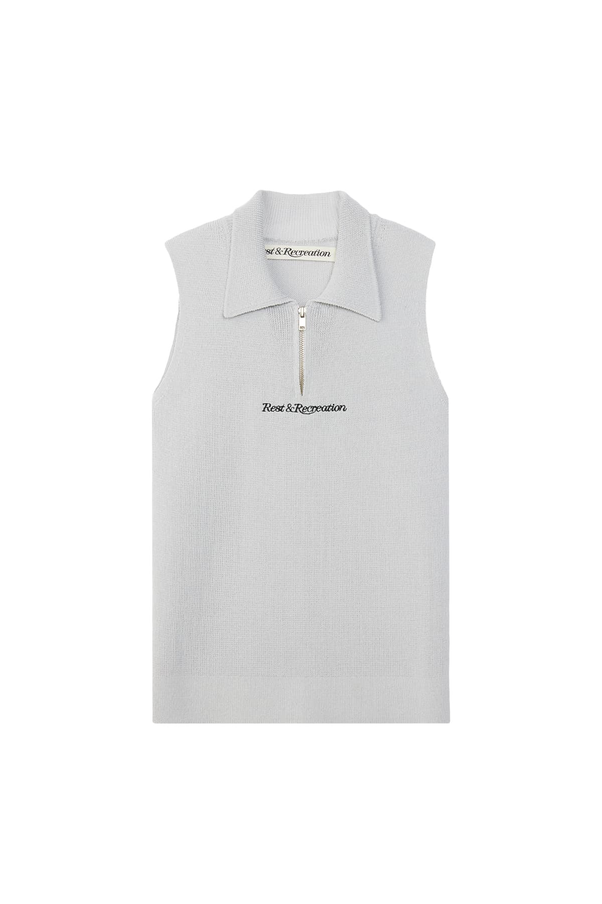 HALF ZIP-UP KNIT VEST - GREY