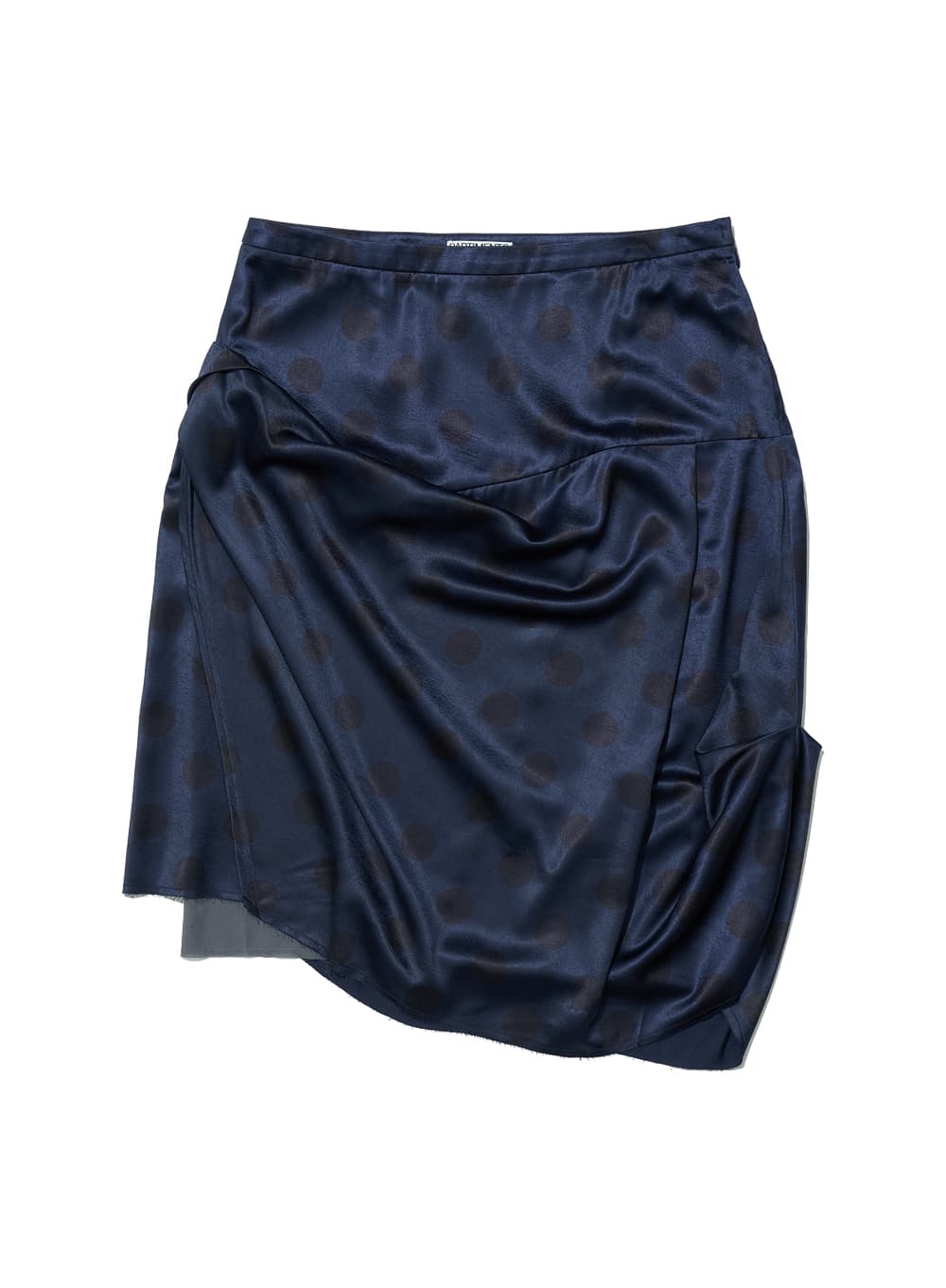 DOT ALL-OVER PRINTED DRAPE MIDI SKIRT_NAVY