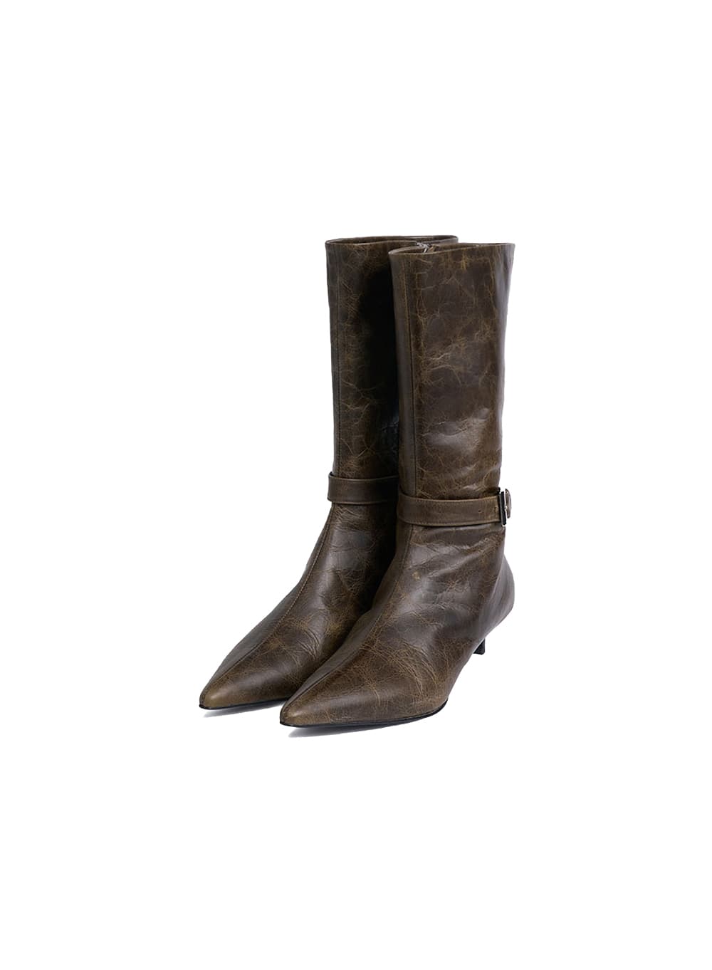 POINTED ANKLE BOOTS HEELS_BROWN