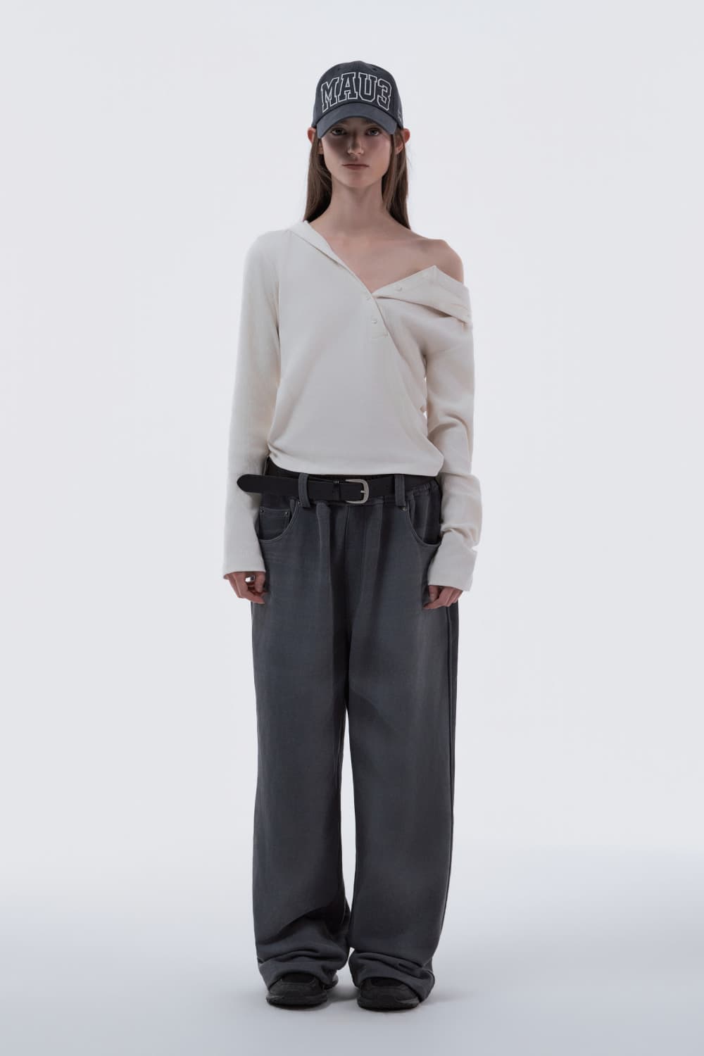 Denim Dyed Sweat Pants - Charcoal