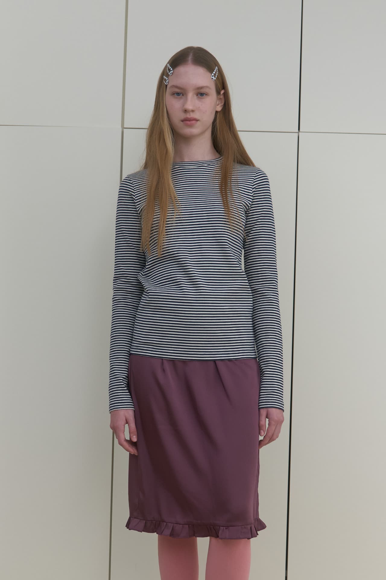 STRIPE LONG SLEEVE T-SHIRT_GREY/CHARCOAL