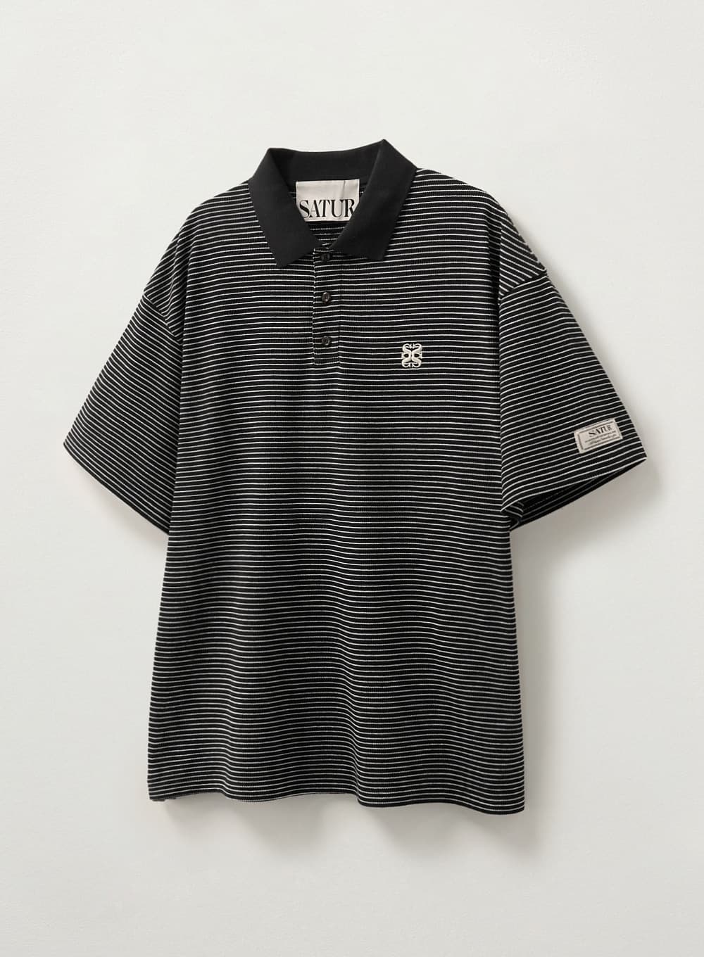 Stripe Collar T-Shirt - Black