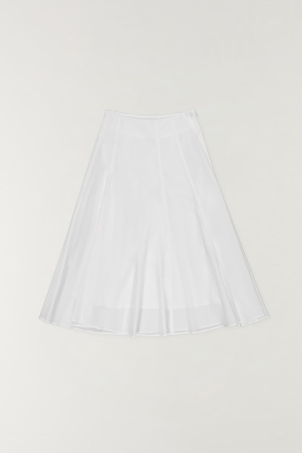 레이스 믹스 플레어 스커트 WHITE