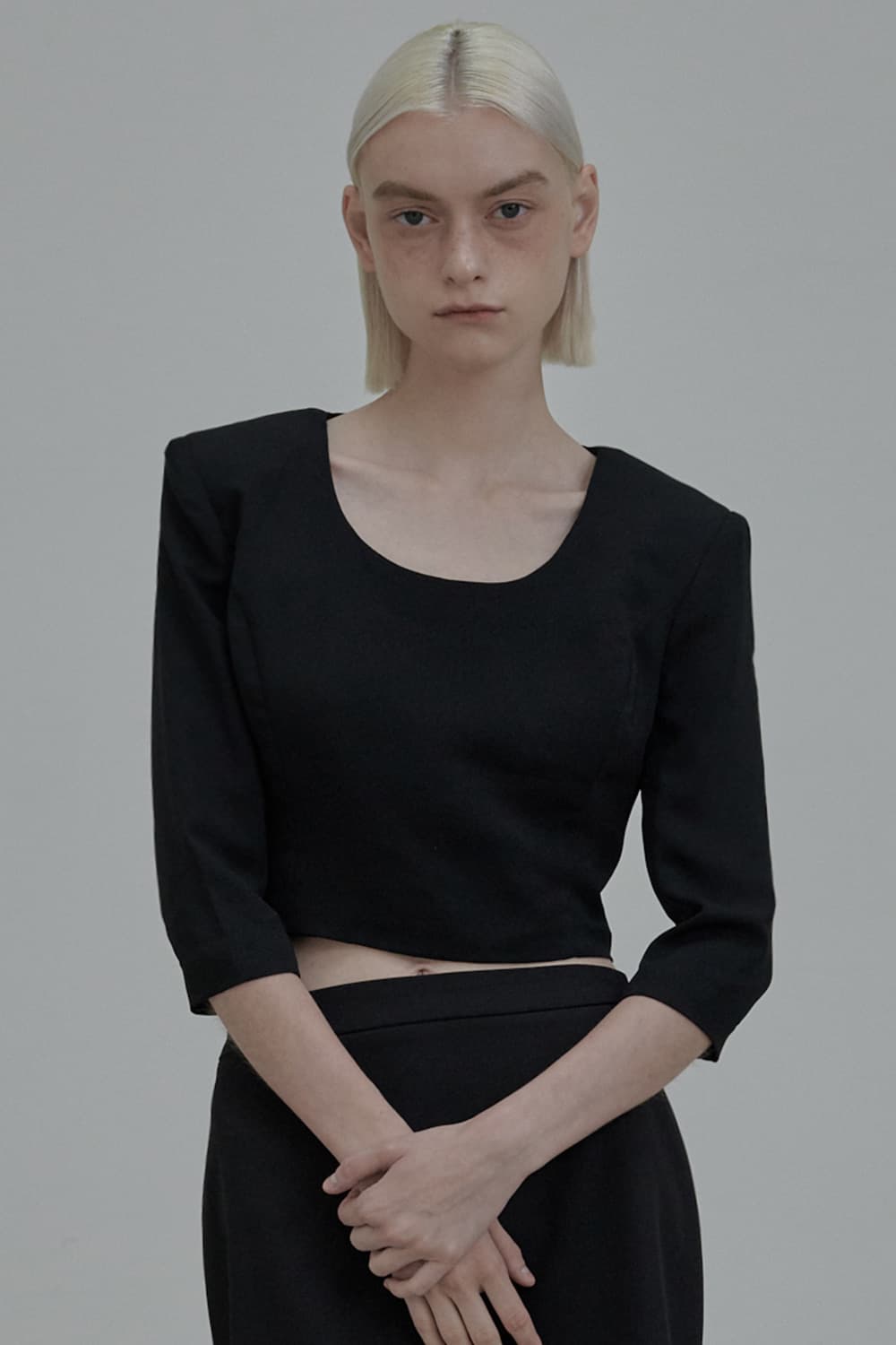 Dominic Round Neck Blouse Top - Black