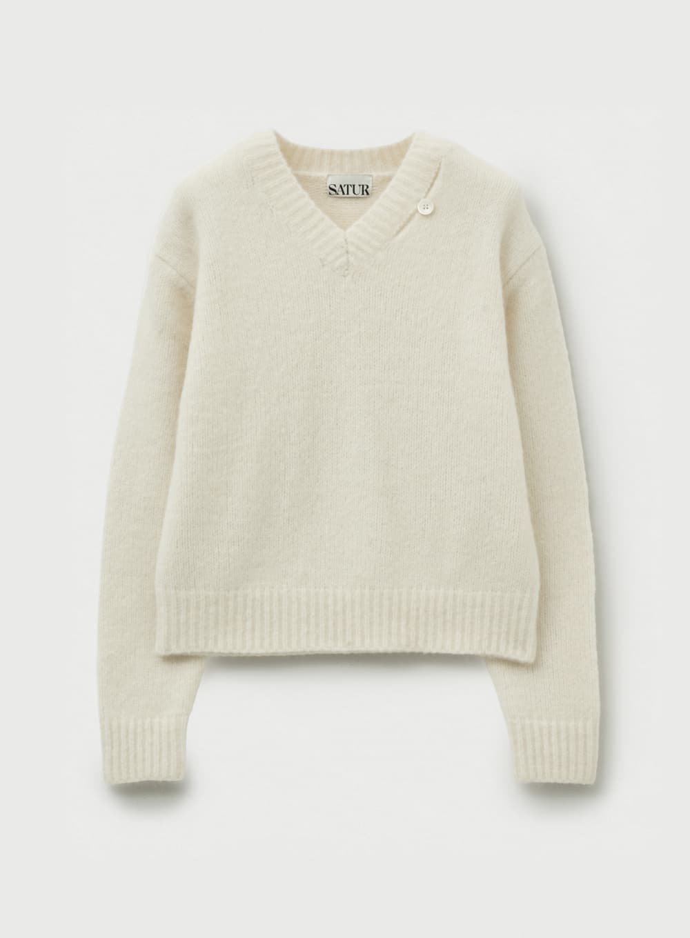 (W) Essen Two Tone Mohair Blend Knit - White