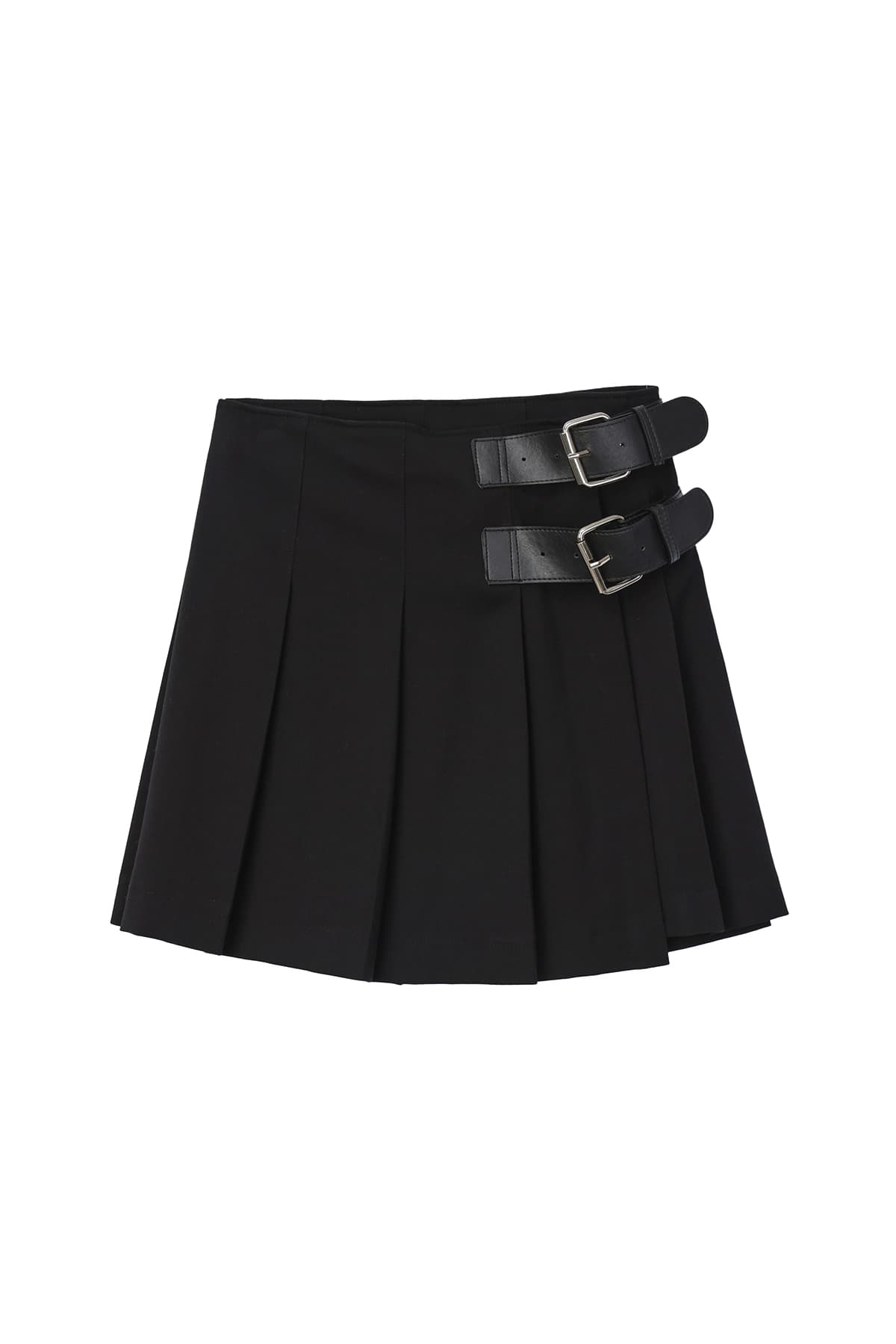 RR WOOL PLEATS SKIRT - BLACK