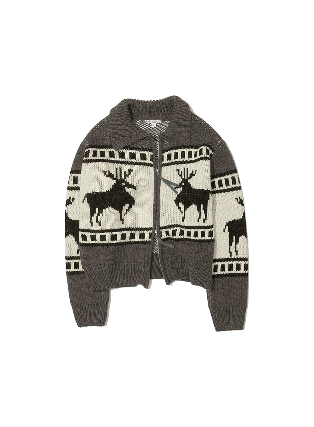COWICHAN KNIT ZIP-UP CARDIGAN_CHARCOAL GREY