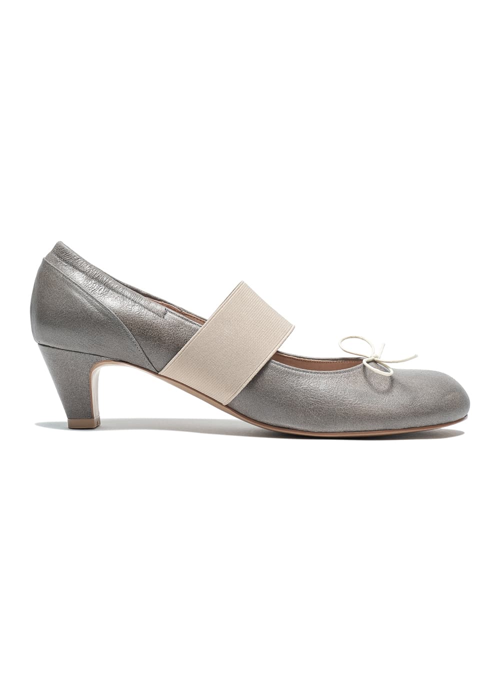 STRAP BOW BALLERINA PUMPS_BEIGE GREY