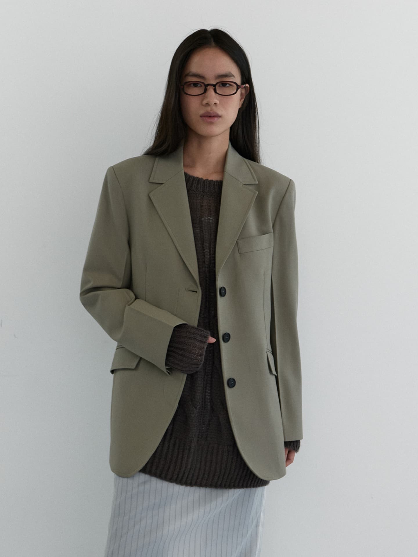 SINGLE HIDDEN JACKET_OLIVE
