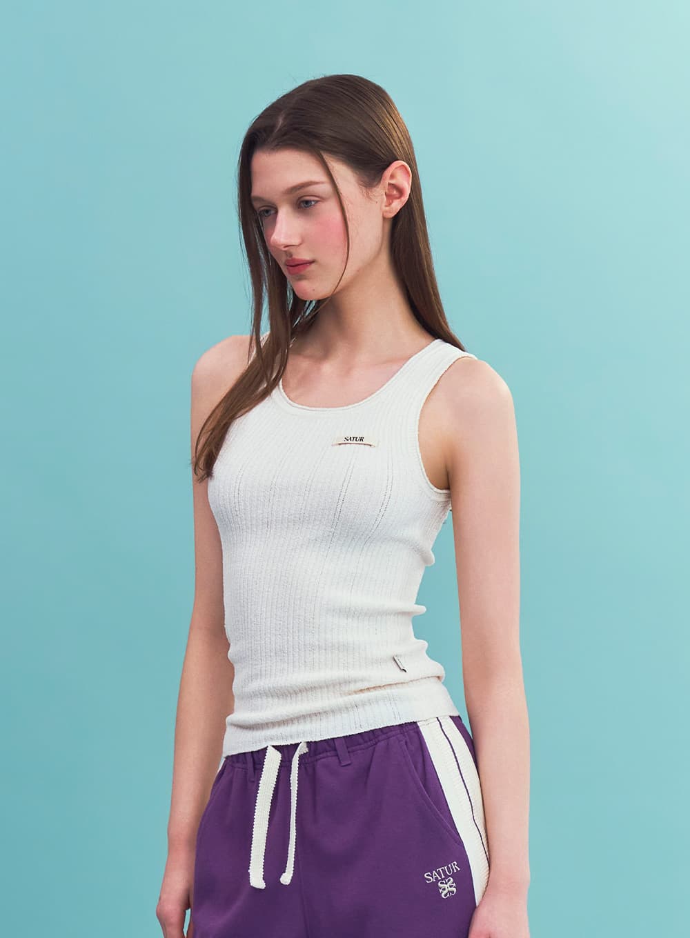 (W) Basic Knit Sleeveless - Cream