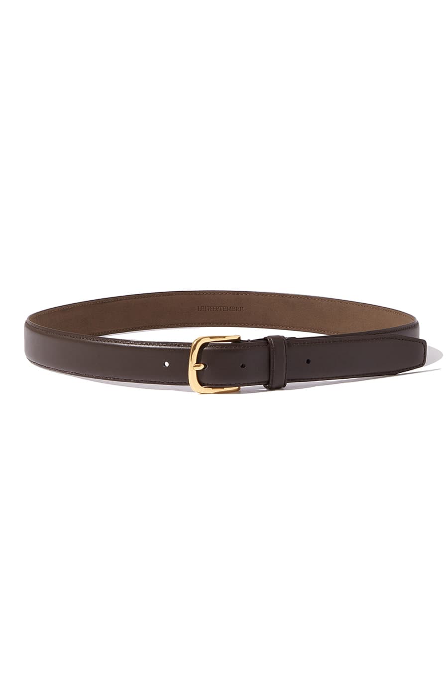 ENGRAVED LOGO LEATHER BELT [BROWN]